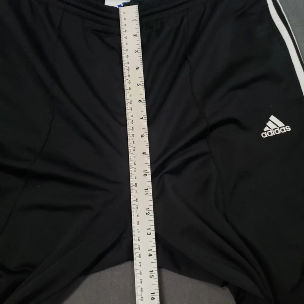 Adidas Track Pants Mens XL Black White 3-Stripe Straight Leg Drawstring Athletic